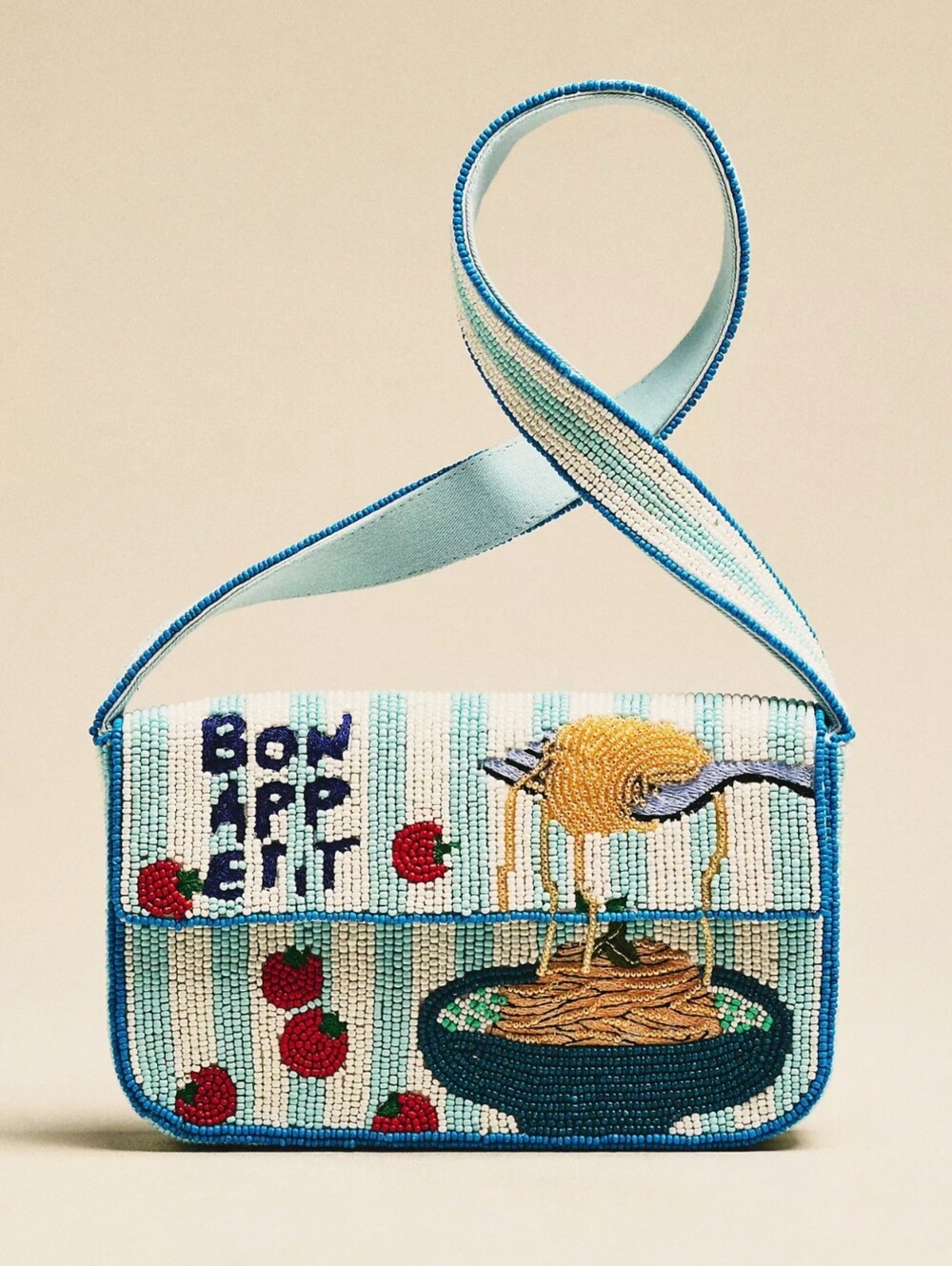ANTHROPOLOGIE FIONA FOOD AND DRINK EDITION BEADED BAG NEW WITH TAGS, EXTRA BEADS